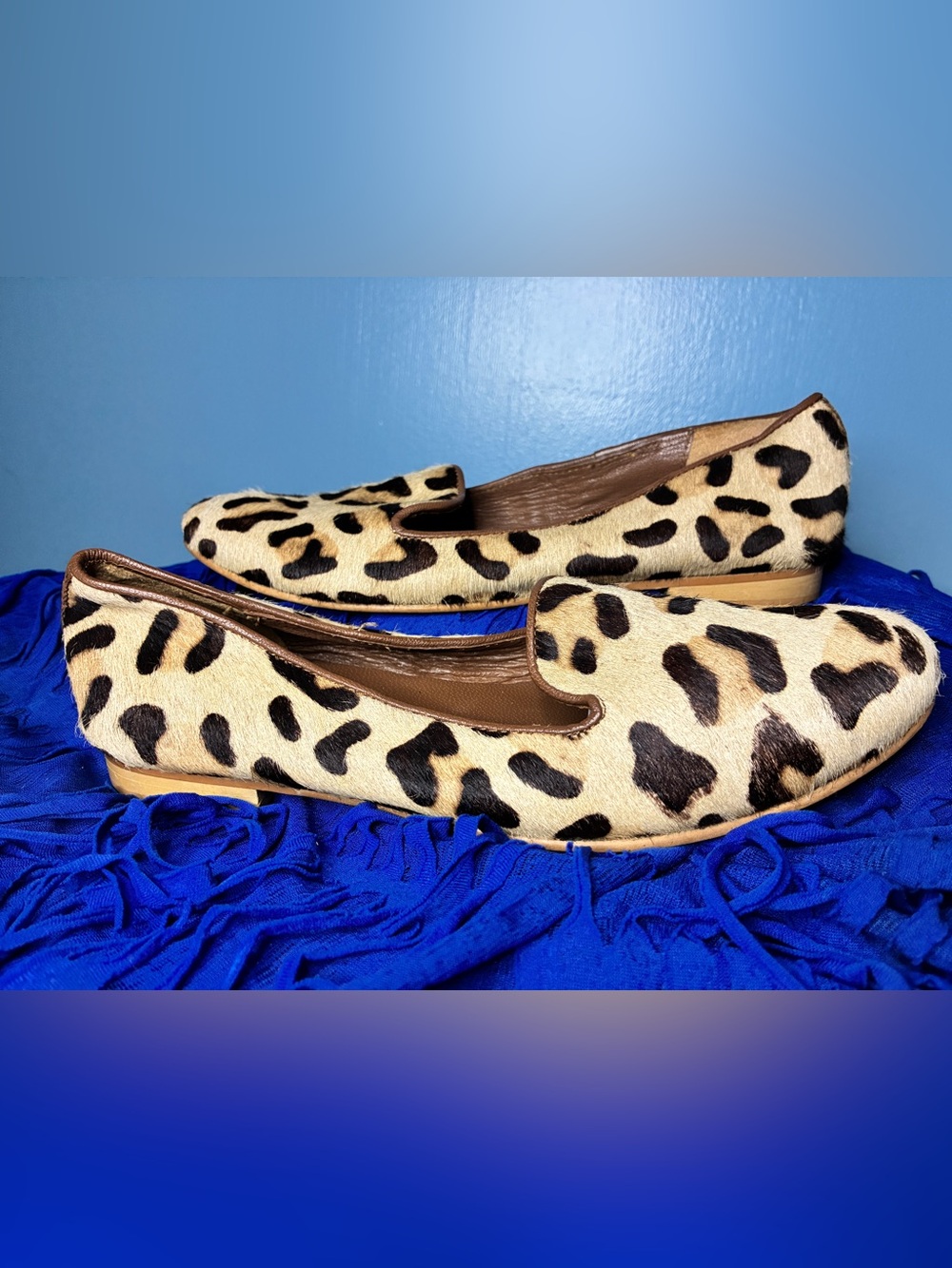 Jon Josef Gentry Leopard Print Calf Hair Smoking Loafer - Picture 2 of 7